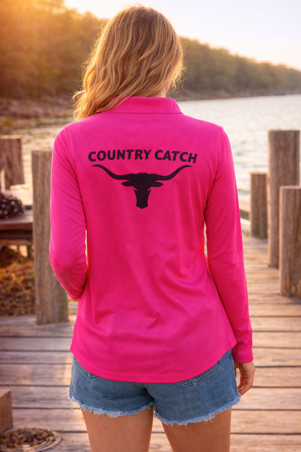 Womens fishing shirt hot pink