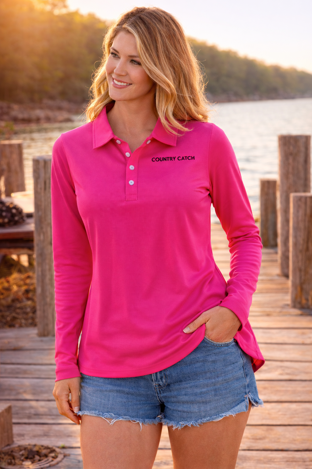 Tween girls fishing shirt- hot pink