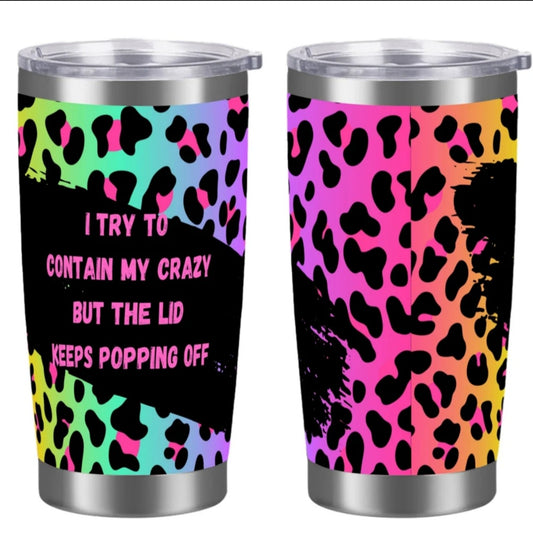 Travel mug                     rainbow leopard pop