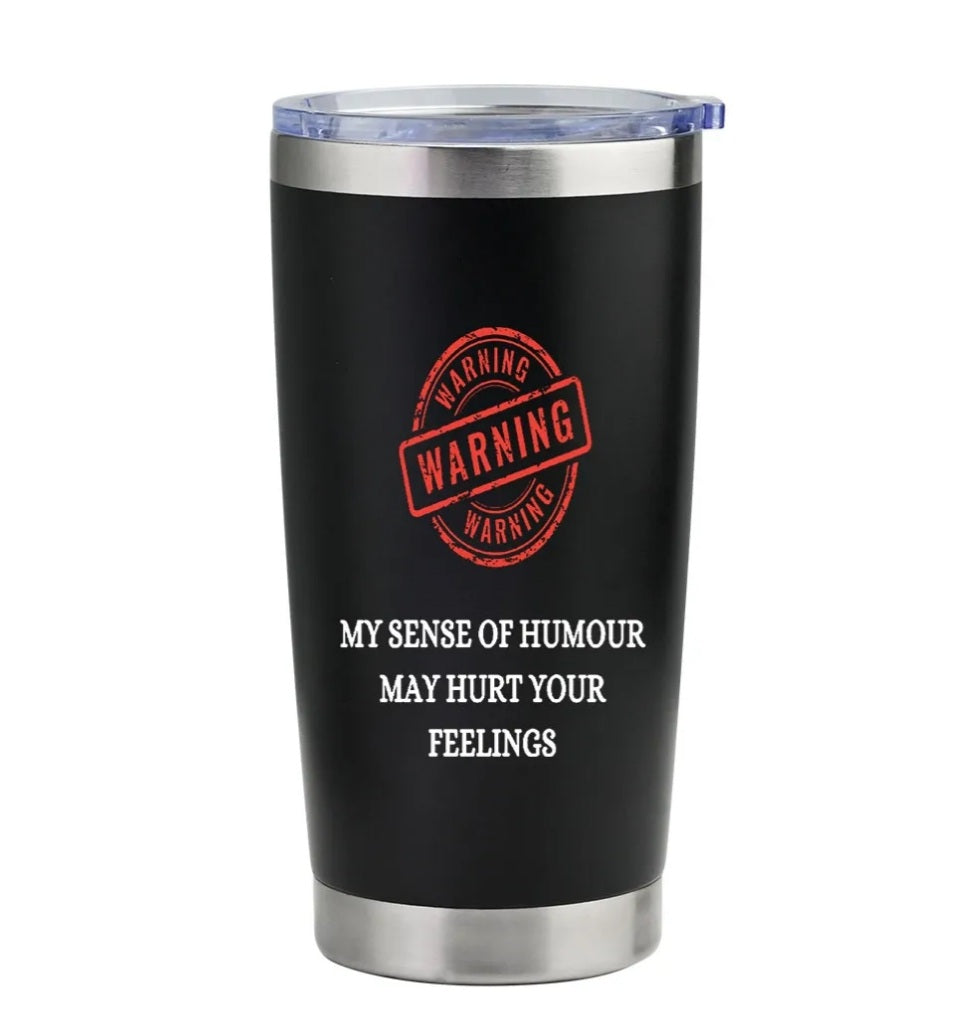 Travel mug                     warning
