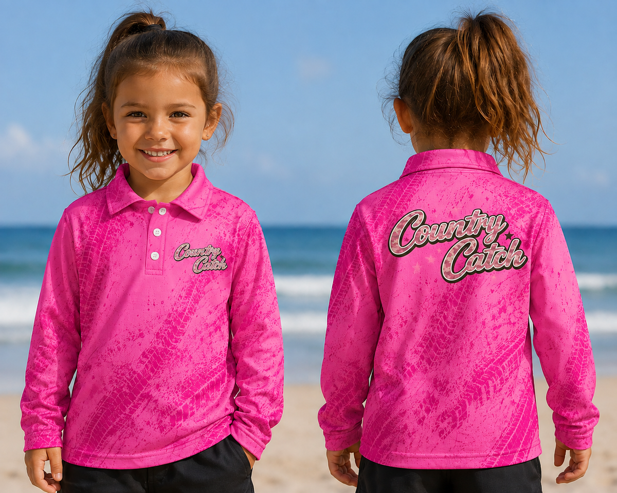 KIDS FISHING SHIRT                 PINK TRACKS