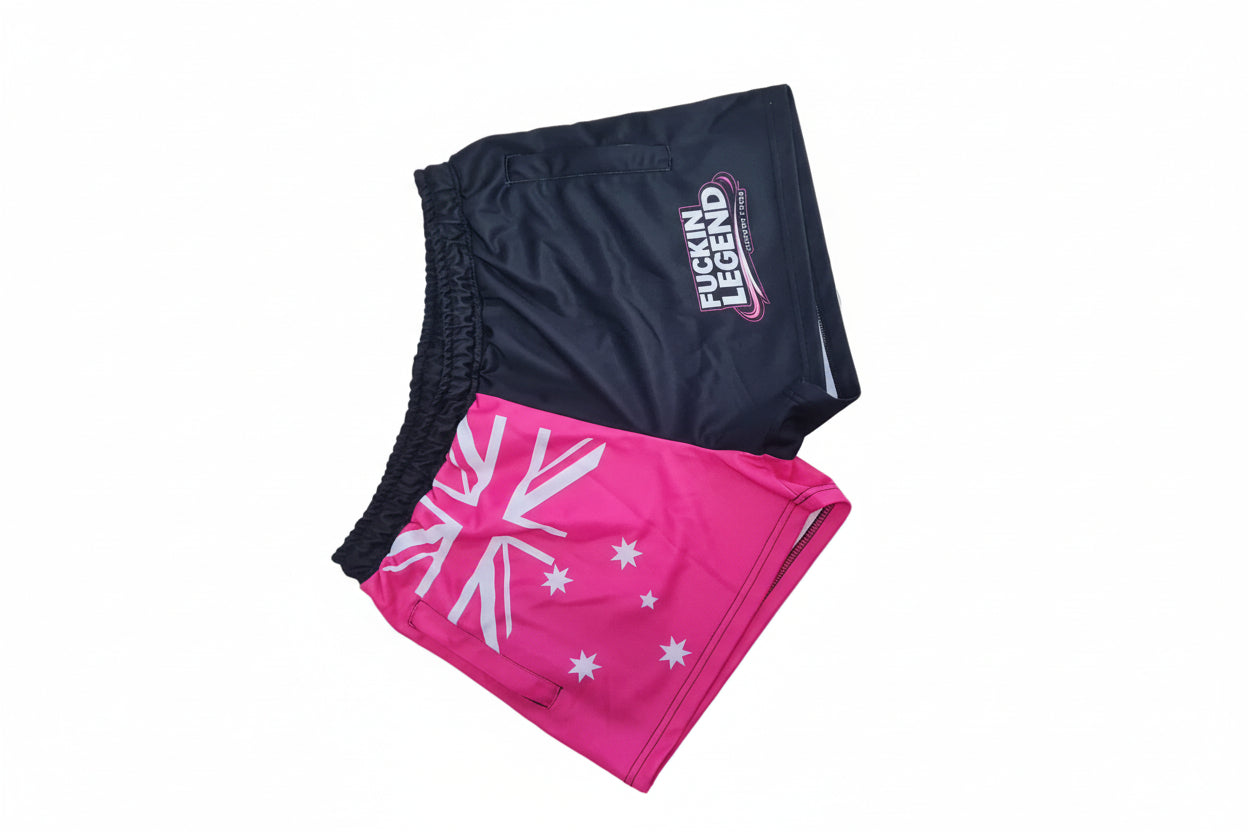 FOOTY SHORTS-girls                Aussie pink legend