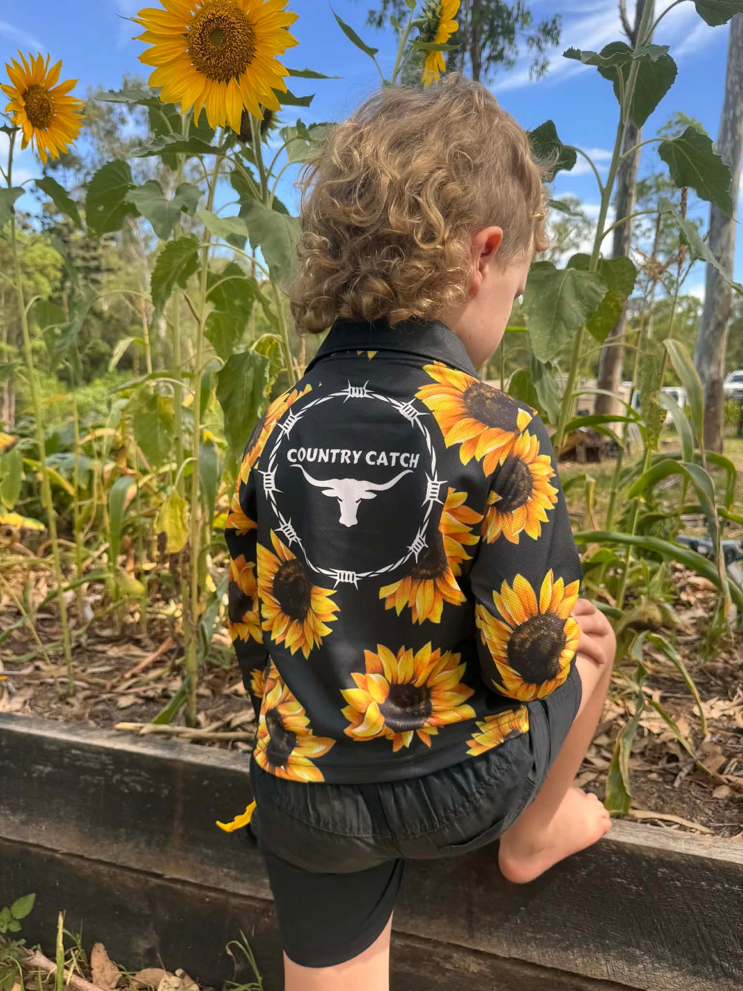 KIDS FISHING SHIRT sunflowers
