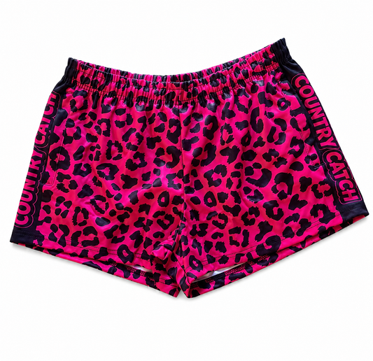 FOOTY SHORTS                         Pink leopard
